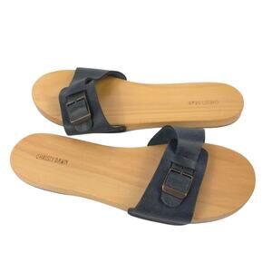 Christy Dawn Ventura Clog Sandals Navy Leather NWOB